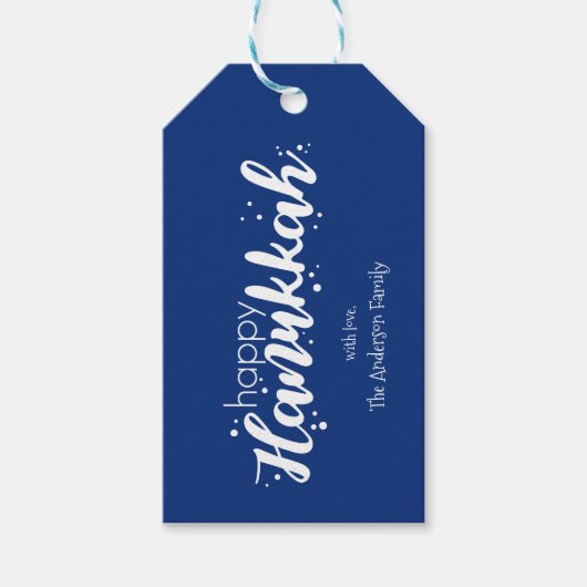 Happy Hanukkah Snow Bubbles Holiday Gift Labels Cadeaulabel (Voorkant)
