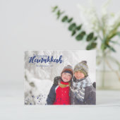 Happy Hanukkah Snow Bubbles Photo Postcards Feestdagenkaart (Staand voorkant)