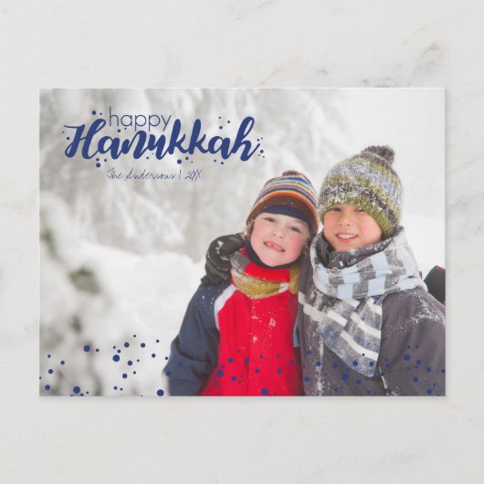 Happy Hanukkah Snow Bubbles Photo Postcards Feestdagenkaart (Voorkant)