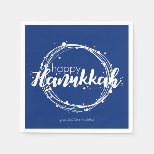 Happy Hanukkah Snow Bubbles Wreath Holiday Napkin Servet (Voorkant)