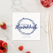 Happy Hanukkah Snow Bubbles Wreath Holiday Napkin Servetten (Insitu)