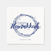 Happy Hanukkah Snow Bubbles Wreath Holiday Napkin Servetten (Voorkant)