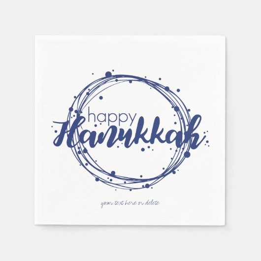 Happy Hanukkah Snow Bubbles Wreath Holiday Napkin Servetten (Voorkant)