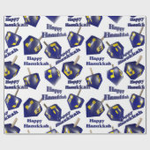 Happy Hanukkah Spinning Dreidel Cadeaupapier (Vlak)