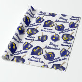 Happy Hanukkah Spinning Dreidel Cadeaupapier (Uitgerold)