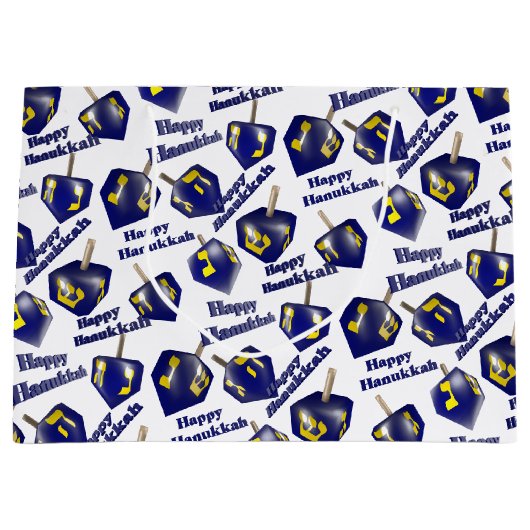 Happy Hanukkah Spinning Dreidel Groot Cadeauzakje (Voorkant)