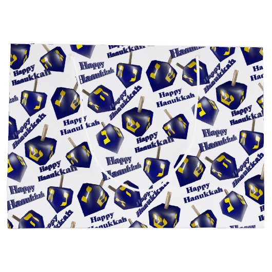 Happy Hanukkah Spinning Dreidel Groot Cadeauzakje (Achterkant)