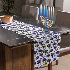 Happy Hanukkah Spinning Dreidel Korte Tafelloper