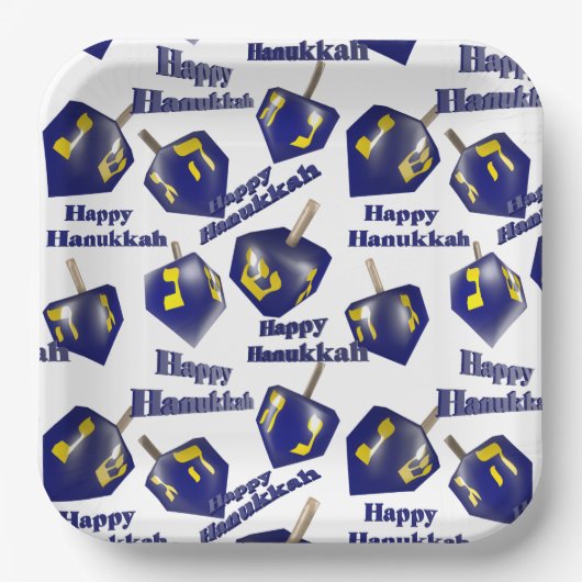Happy Hanukkah Spinning Dreidel Papieren Bordje (Voorkant)