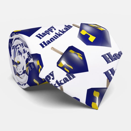 Happy Hanukkah Spinning Dreidel Stropdas (Opgerold)