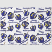 Happy Hanukkah Spinning Dreidel Tissuepapier (Voorkant)