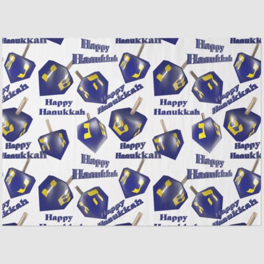 Happy Hanukkah Spinning Dreidel Tissuepapier (Voorkant)