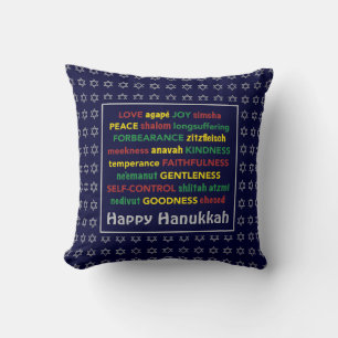 HAPPY HANUKKAH   Spiritueel fruit   BLAUW Kussen