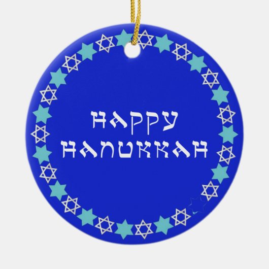 Happy Hanukkah Star Circle Keramisch Ornament (Voorkant)