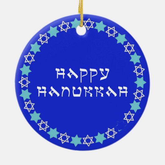 Happy Hanukkah Star Circle Keramisch Ornament (Achterkant)