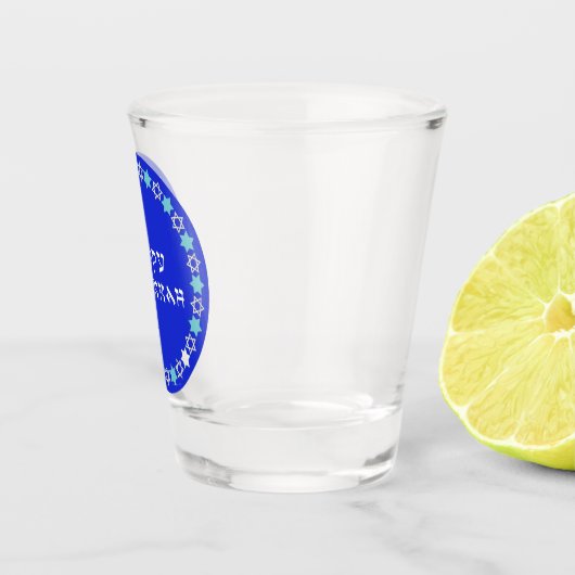 Happy Hanukkah Star Circle Shot Glas (Rechts)