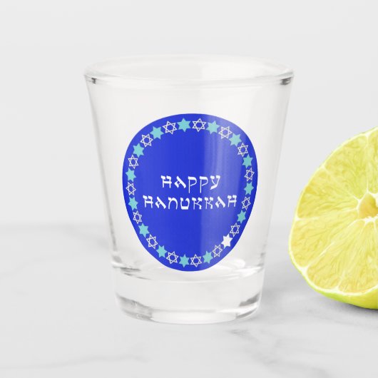 Happy Hanukkah Star Circle Shot Glas (Voorkant)