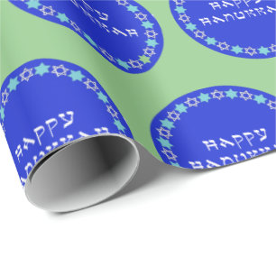 Happy Hanukkah Star Circle Wrapping Paper Cadeaupapier