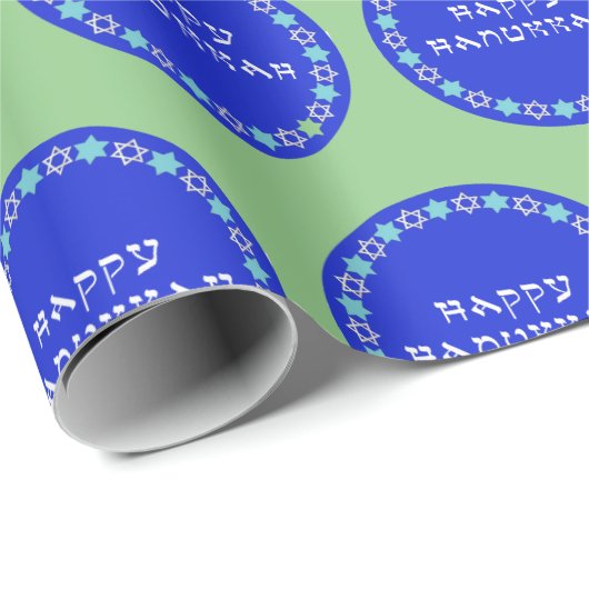 Happy Hanukkah Star Circle Wrapping Paper Cadeaupapier (Rol Hoek)