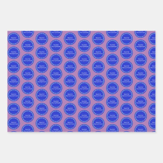 Happy Hanukkah Star Circle Wrapping Paper Sheets (Voorkant 3)