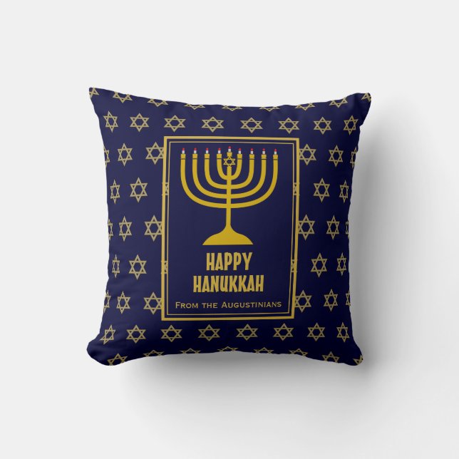 HAPPY HANUKKAH Star David Personalized BLUE Kussen (Voorkant)