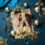 Happy Hanukkah Star Holiday Foto Silver Foil Kaart<br><div class="desc">Echte folie "happy hanukkah" met ster van david als "A" boven volledige foto van bloemen. Kies de kleur van uw folie: goud,  zilver of roos goud en achtergrondkleur. Voeg meer foto's aan de rug toe of schrijf een bericht.</div>