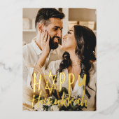 Happy Hanukkah Star Holiday Foto Silver Foil Kaart (Voorkant)