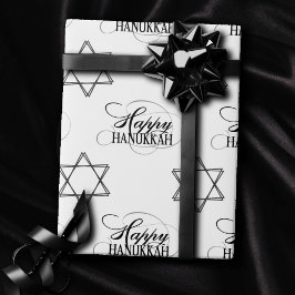 Happy Hanukkah Star van David Classic Black White Cadeaupapier