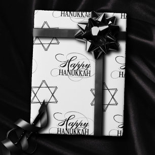 Happy Hanukkah Star van David Classic Black White Cadeaupapier