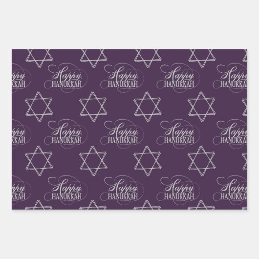 Happy Hanukkah Star van David Classic Silver Navy Inpakpapier Vel (Voorkant 3)