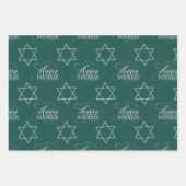Happy Hanukkah Star van David Classic Silver Navy Inpakpapier Vel (Voorkant 2)