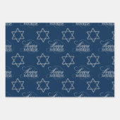 Happy Hanukkah Star van David Classic Silver Navy Inpakpapier Vel (Voorkant)
