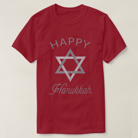 Happy Hanukkah Star van David Glitter T-Shirt (Design voorkant)