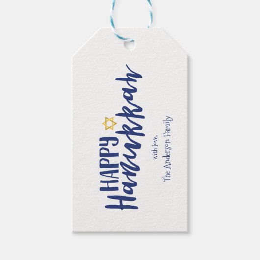 Happy Hanukkah Star van David Holiday Gift Labels Cadeaulabel (Voorkant)