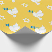 Happy Hanukkah Star van David, kosher Bird Piegon Cadeaupapier (Hoek)