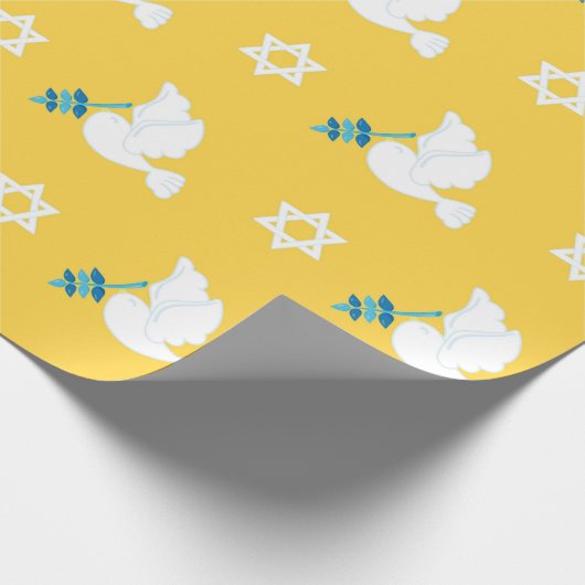 Happy Hanukkah Star van David, kosher Bird Piegon Cadeaupapier (Hoek)