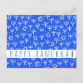 Happy Hanukkah Star van David Menorah Blue CUSTOM Briefkaart (Voorkant)