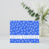 Happy Hanukkah Star van David Menorah Blue CUSTOM Briefkaart (Staand voorkant)