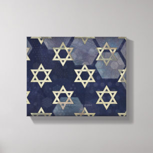 Happy Hanukkah Star van David menorah Dreidel Slip Canvas Afdruk