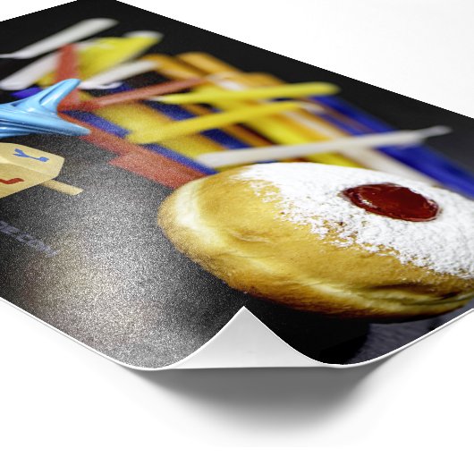 Happy Hanukkah Star van David menorah Dreidel Slip Foto Afdruk (Hoek)