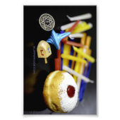 Happy Hanukkah Star van David menorah Dreidel Slip Foto Afdruk (Voorkant)