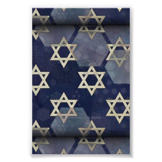 Happy Hanukkah Star van David menorah Dreidel Slip Foto Afdruk (Voorkant)