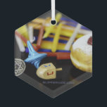 Happy Hanukkah Star van David menorah Dreidel Slip Glas Ornament<br><div class="desc">Happy Hanukkah Star van David menorah Dreidel SlipperyJoe's vielebration Candles Jewish Hebrew Chanukah geeft decoraties van joodse religie artistiek</div>