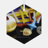 Happy Hanukkah Star van David menorah Dreidel Slip Glas Ornament (Achterkant)