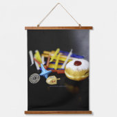 Happy Hanukkah Star van David menorah Dreidel Slip Hangend Wandkleed (Voorkant)