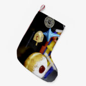 Happy Hanukkah Star van David menorah Dreidel Slip Kleine Kerstsok (Voorkant (Hangend))