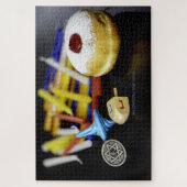 Happy Hanukkah Star van David menorah Dreidel Slip Legpuzzel (Verticaal)