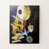 Happy Hanukkah Star van David menorah Dreidel Slip Legpuzzel (Verticaal)