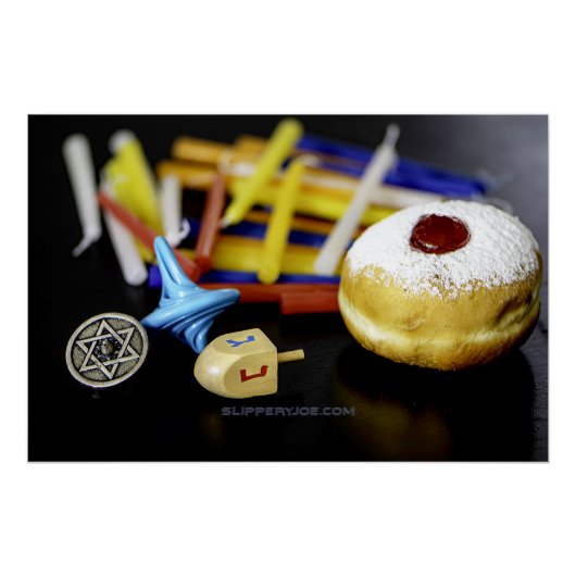 Happy Hanukkah Star van David menorah Dreidel Slip Perfect Poster (Voorkant)