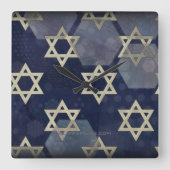 Happy Hanukkah Star van David menorah Dreidel Slip Vierkante Klok (Voorkant)